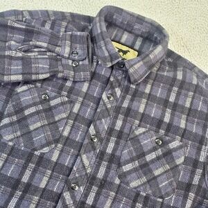 Irish Setter Shirt Mens Large Gray Plaid Fleece Long Sleeve Button Up Shacket